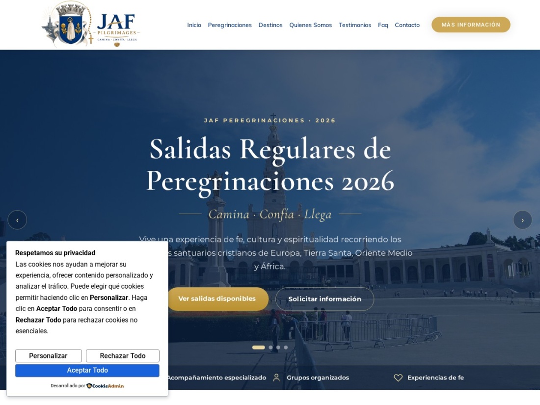 Portada del sitio JAF Peregrinaciones