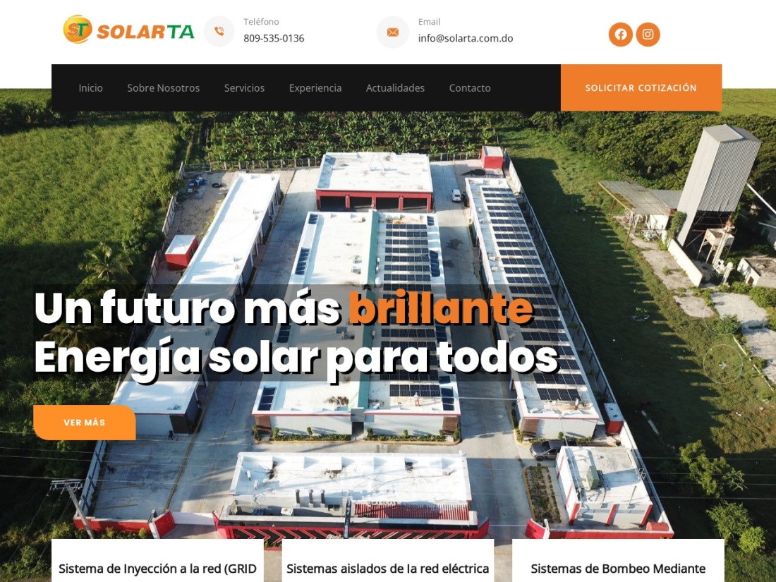 Portada del sitio Solarta